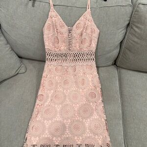 Aqua Blush Lace Crochet Bodycon Dress - Women